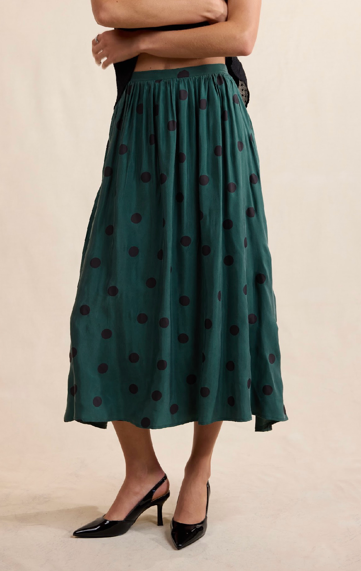 Polka Dot Midi Skirt