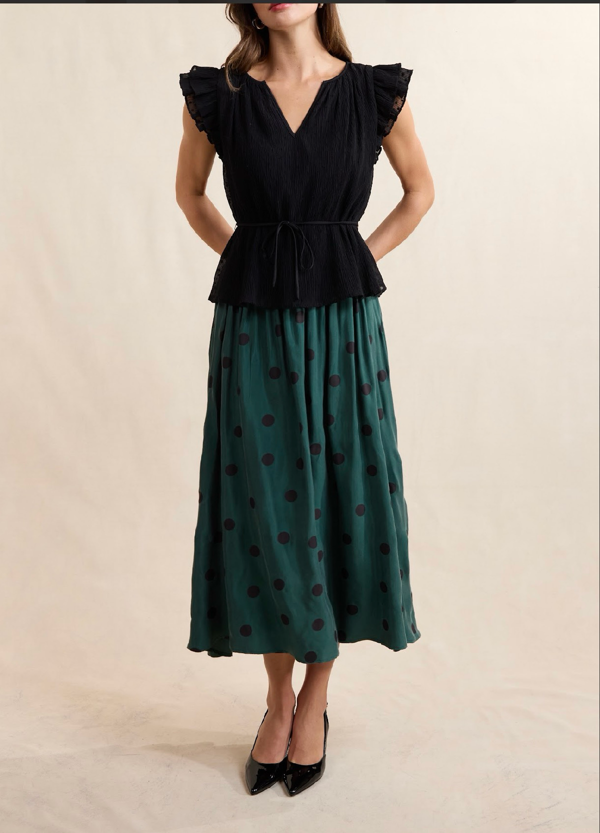 Polka Dot Midi Skirt