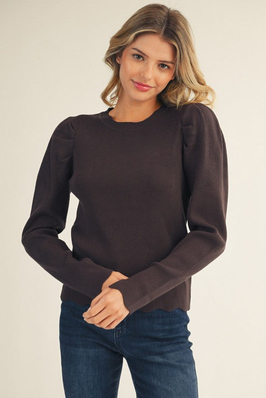 Brown Puff Sleeve