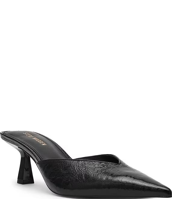 Crinkle Leather Kitten Mule